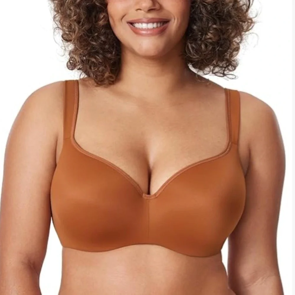 DELIMIRA Women Balconette Bra Terracotta Brown Underwire Seamless 44E NWOT - Picture 1 of 9